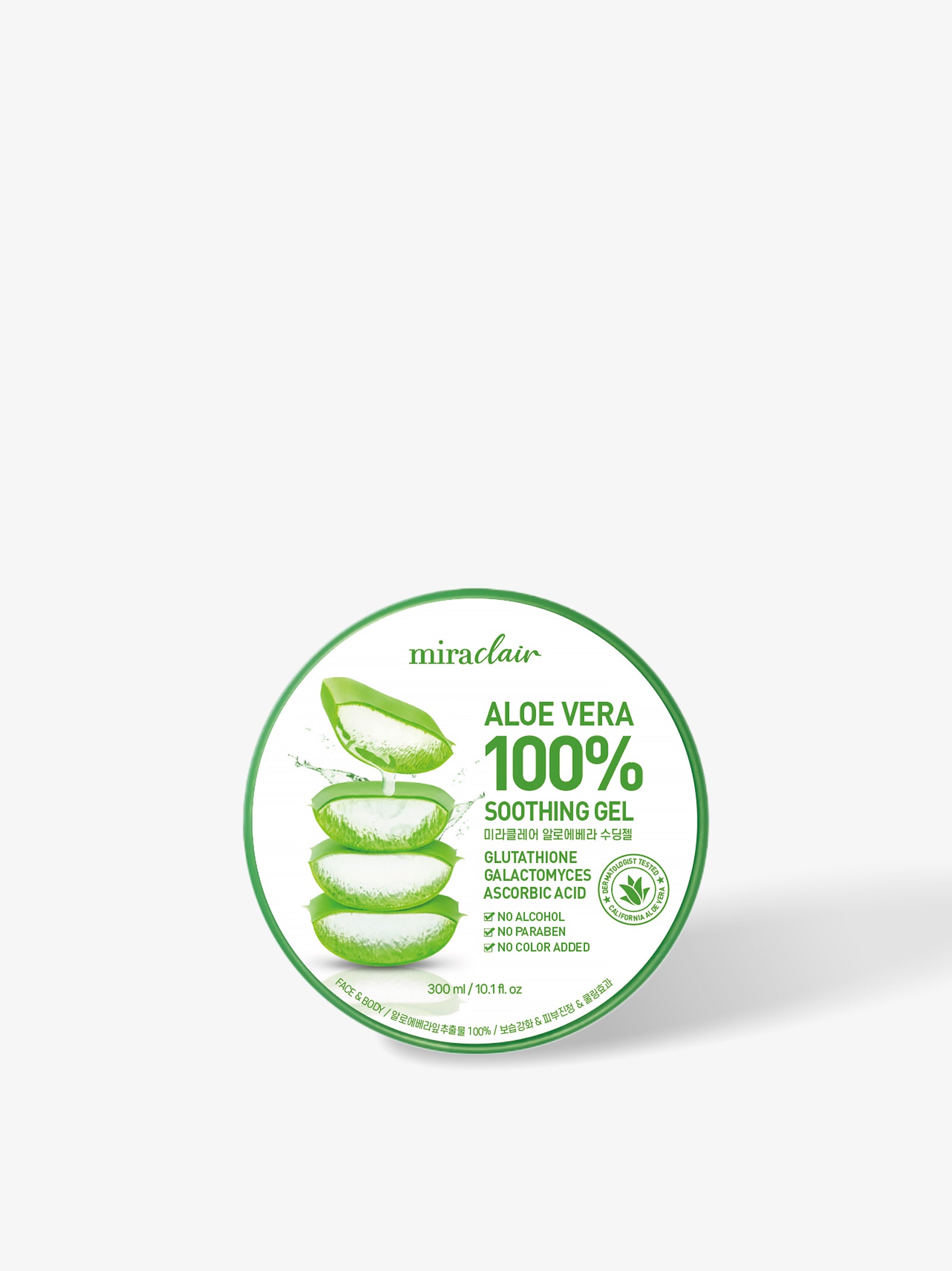 Miraclair Aloe Vera Gel for Face, Skin, Hair & Sunburn Relief, 100% Pure Aloe Gel for All Skin Types. Made in Korea. 300