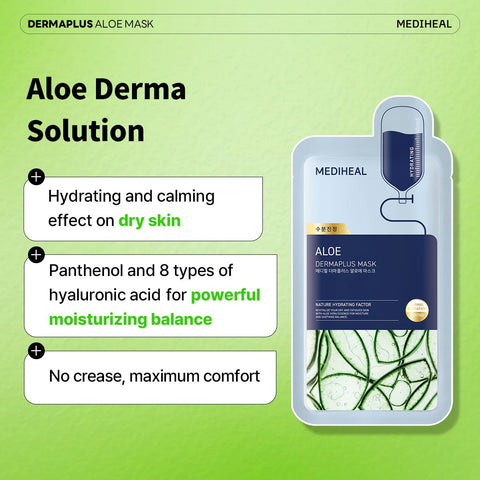 Mascarilla de aloe vera Dermaplus (10 hojas)