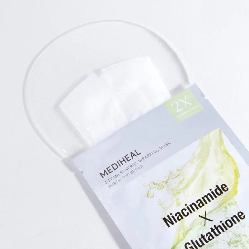 MEDIHEAL Niacinamide X Glutathione Blemish Care Derma Synergy Wrapping Mask 10 Sheets Twenties Beauty MEDIHEAL Niacinamide X Glutathione Blemish Care Derma Synergy Wrapping Mask 10 Sheets Twenties Beauty