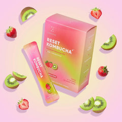 Reset Kombucha Powdered Beverage Mix Strawberry Kiwi 10 Sticks