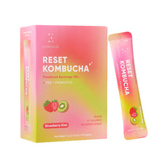 Reset Kombucha Powdered Beverage Mix Strawberry Kiwi 10 Sticks