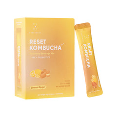 Reset Kombucha Powdered Beverage Mix Lemon Ginger 10 Sticks