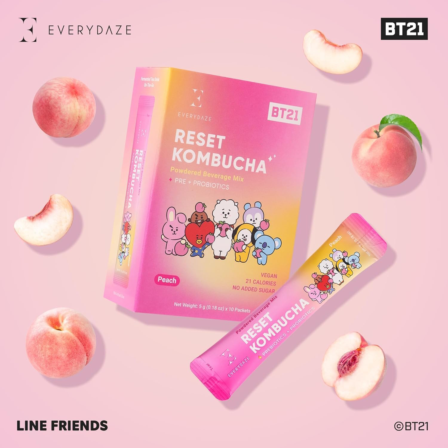 重置 康普茶粉状饮料混合粉 桃子味 10 支装