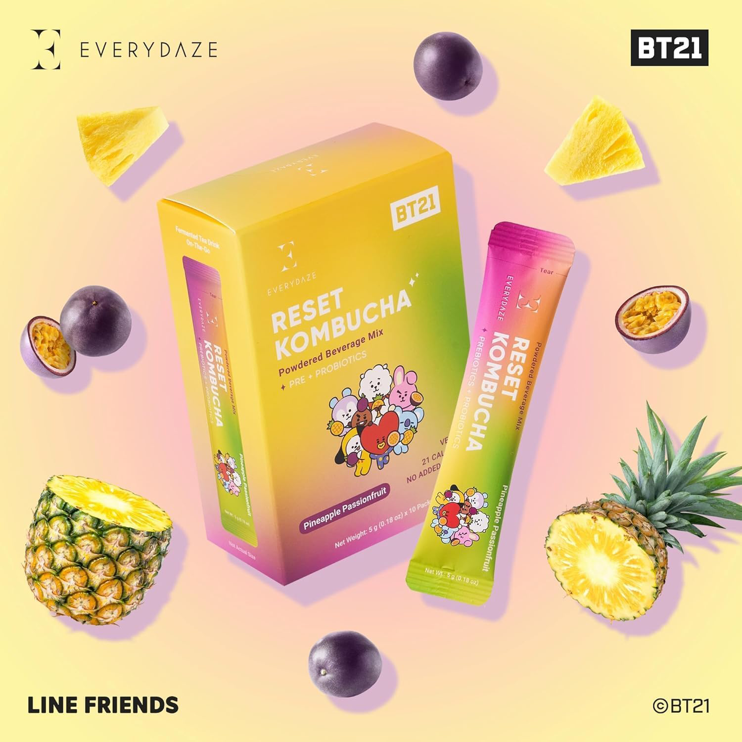 康普茶粉状饮料混合料 菠萝百香果味 10 支装